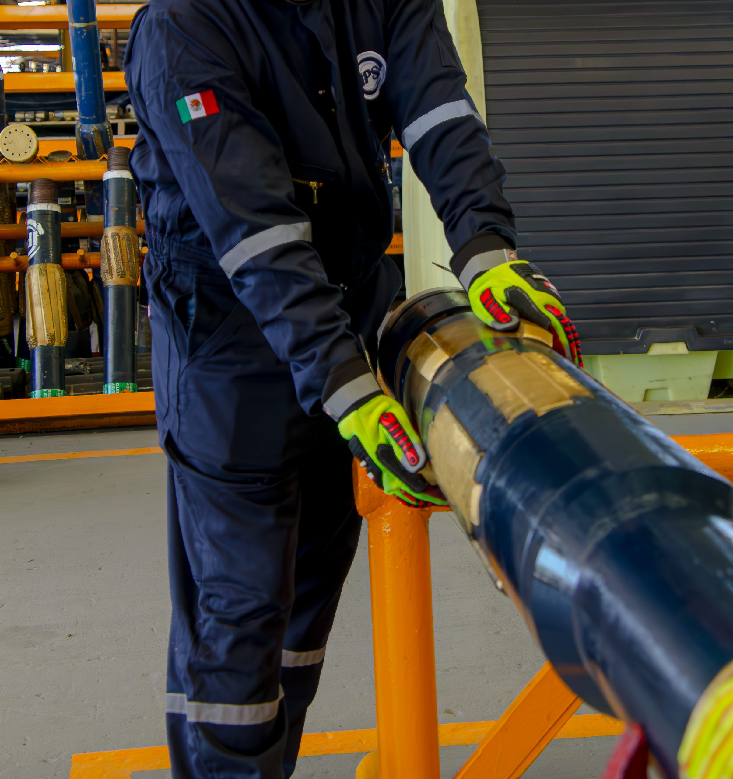 Technician inspecting a completion tool
